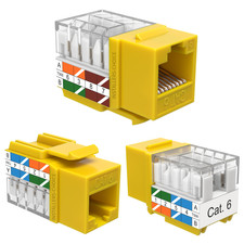 20 Pack Cat6 45  Angled Keystone Jack RJ45 110 Punchdown 8P8C Yellow Ethernet