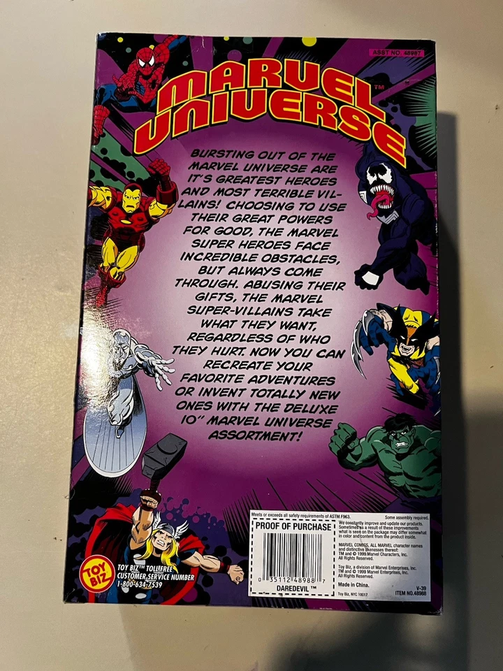 Винтажная фигурка Marvel Universe Marvel Knights DAREDEVIL 10 дюймов Toy Biz 1999 запечатанная - Изображение 2 из 4