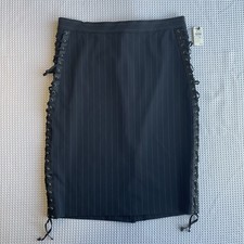 Vintage A.B.S. by Allen Schwartz Pinstripe Lace Up Pencil Skirt Y2K Corset