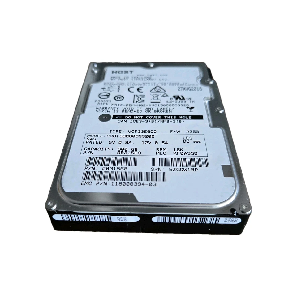HGST HUC156060CSS200 600GB 15K 2.5" Hard Drive OB31568 ***LOTS OF 2*** - Image 4 of 4