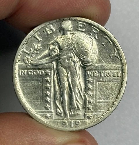 1919 S Standing Liberty Quarter Excellent Details Cleaned