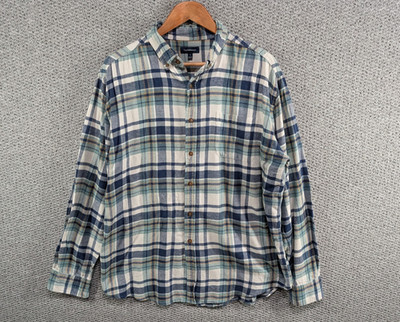 Croft & Barrow blau kariertes Flanell Country Freizeit Button Down Hemd L