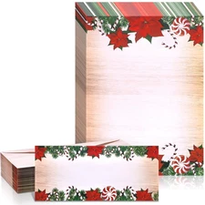 80 Sets Christmas Stationery Paper with Envelopes Christmas Holiday Paper Chr...