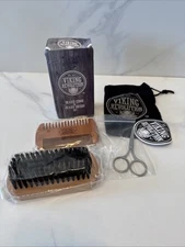 Viking Revolution Beard Comb & Beard Brush Set for Men Natural Boar Bristle New