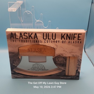 Alaska Ulu Knife The Traditional Cutlery of Alaska Grizzly Bear Wooden Stand NOS