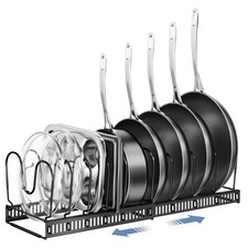 Expandable Pots and Pans Organizer Under Cabinet with 10 Dividers Adjustable Kit