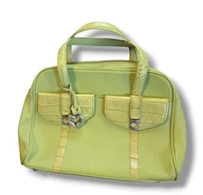 Vintage Brighton Lime Green Leather Shoulder Bag Y2K Removable Crossbody Strap