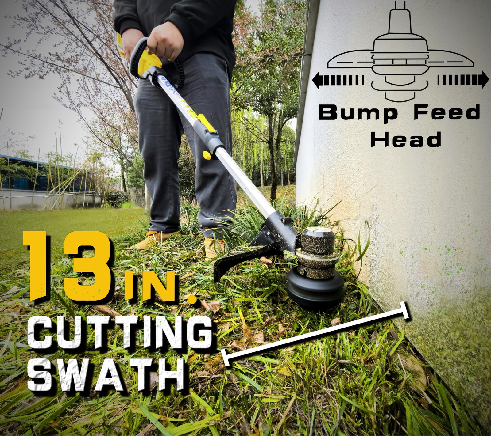 Weed Wacker Cordless & Edger, 13" Brushless 21V String Trimmer Electric and Brus