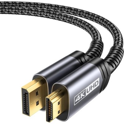 4K DisplayPort zu HDMI Kabel 3m, 4K@30Hz, Unidirektional, geflochten, gold