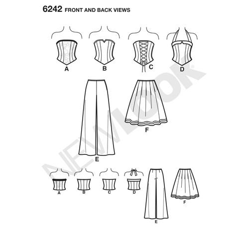 New Look SEWING PATTERN 6242 Misses' Corset Top,Trousers,Skirt 4-16 - Picture 4 of 5