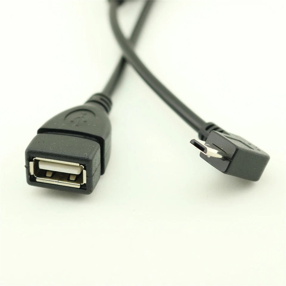 90°Left Angle OTG Micro USB B Male to USB 2.0 A Female Data Charge Adapter Cable - Image 2 of 4