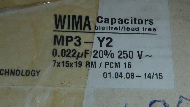 Condensadores IC WIMA MP3-Y2 10 PIEZAS (0,022μF 22nF) 20% 250V pich:15mm CLASE Y2 NUEVOS Foto 2 de 4