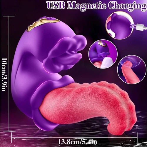 Licking Tongue Vibrator G-spot Clit Nipple Massager Oral Sex Toys for Women - Picture 5 of 6