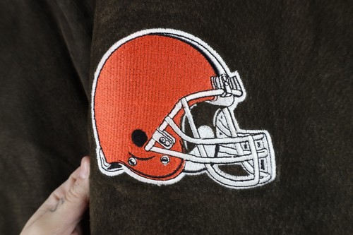 Vintage 90s Mens Large Distressed Cleveland Browns Football Suede Leather Jacket - Picture 4 of 18