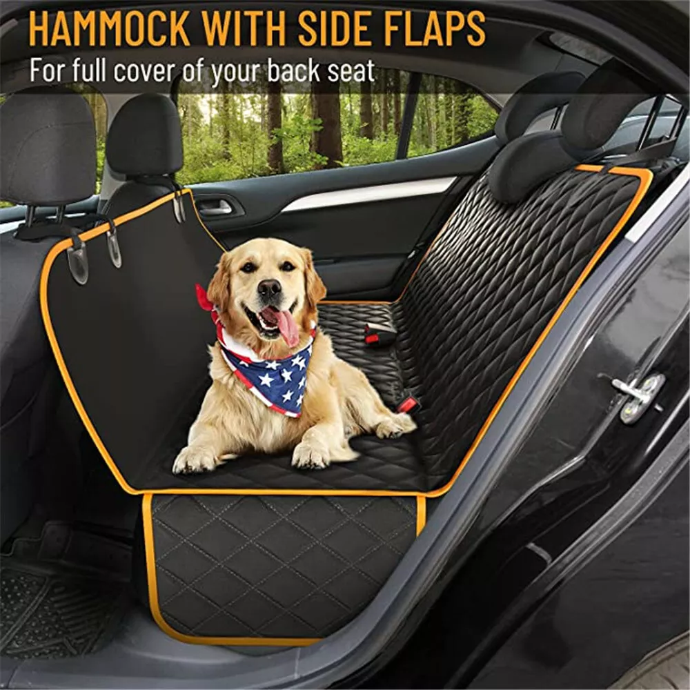 Dog Back Seat Cover Protector Waterproof Scratchproof Nonslip Hammock for  Dogs (XL Black/Orange)