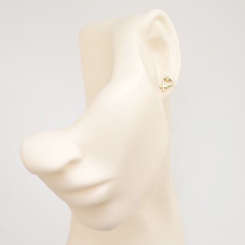 Tiffany & Co. Loving Heart Stud Earrings 18K Yellow Gold Picasso Auth w/Box #653 - Picture 2 of 8