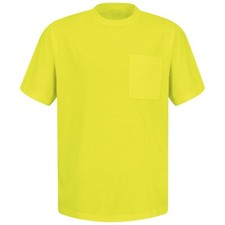 Red Kap Unisex Yellow Enhanced Visibility Safety Work w/Pocket T-Shirt Sz M