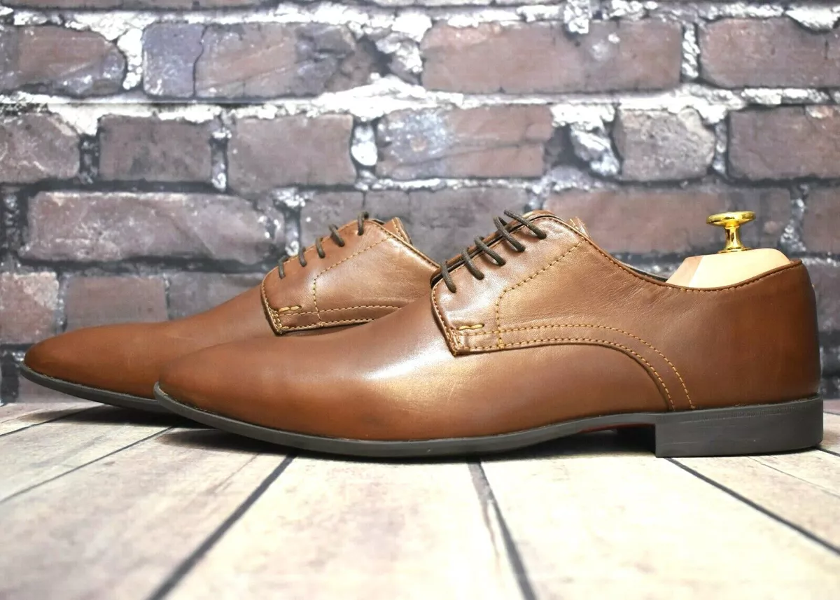 Men s Pier One Brown Leather Lace Up Shoes Size UK 8 EUR 42 RRP 59 Ex Display