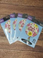 4 Foil Balloon Helium Savers Standard Happy Birthday Floral Pink Yellow Mother's