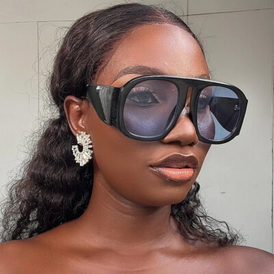 Oversized Sunglasses Women's Fashion Statement Bold Frame Trendy Shades Lentes