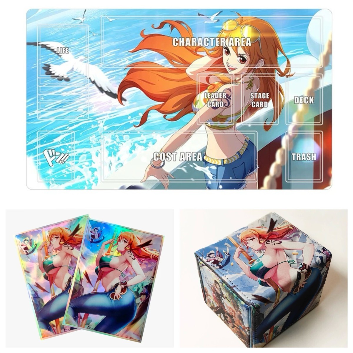 ONE PIECE Nami OPCG Card Sleeves 67X92mm | Playmat With Zones | Card  Storage box