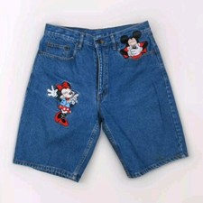 VTG Mickey Mouse Minnie Mouse Denim Jean Shorts Size Large 30x9 Embroidered