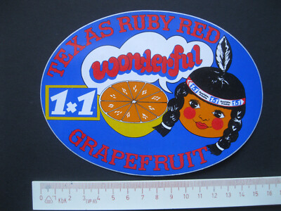 TEXAS RUBY RED GRAPEFRUIT wonderful 1 x 1 Sticker Aufkleber Reklame Werbung