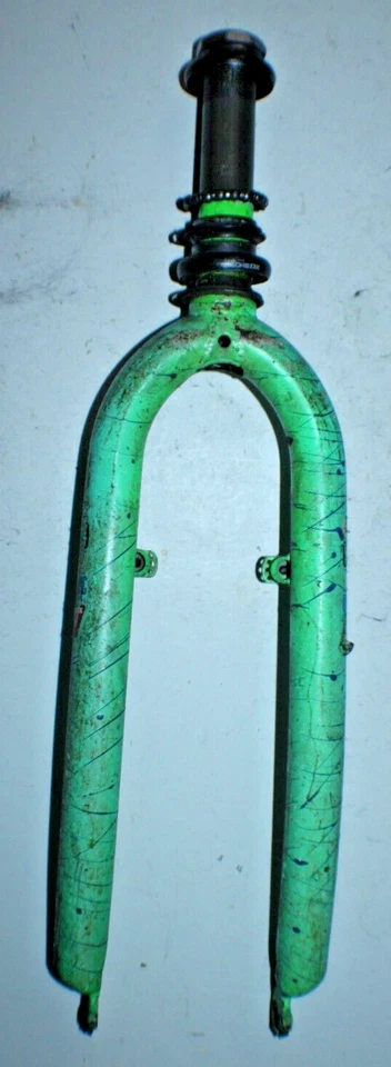 Horquilla de bicicleta Chromoly MTB 11/8" roscada 145 mm rígida acero verde envío rápido a EE. UU.:) Foto 2 de 4