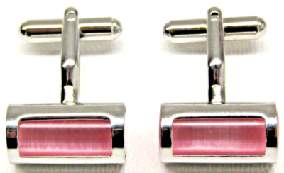Silver Cylinder Pink Lucite Cufflinks Barrel Bullet Back Men's Formal Wear Vtg