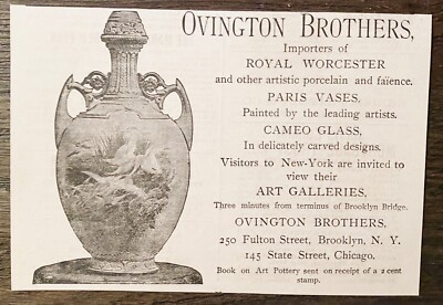 OVINGTON BROTHERS Importers of Royal Worcester,Paris Vases Antique 1887 Print Ad