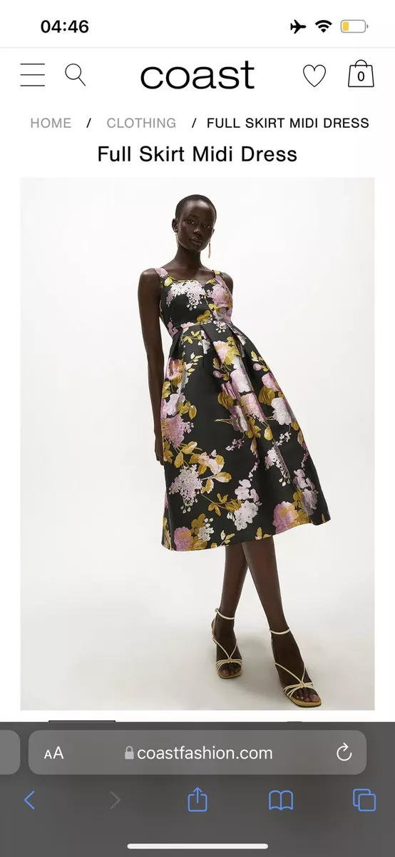 Coast Full Skirt Floral Midi Dress Size 10 RRP 159 BNWT Christmas