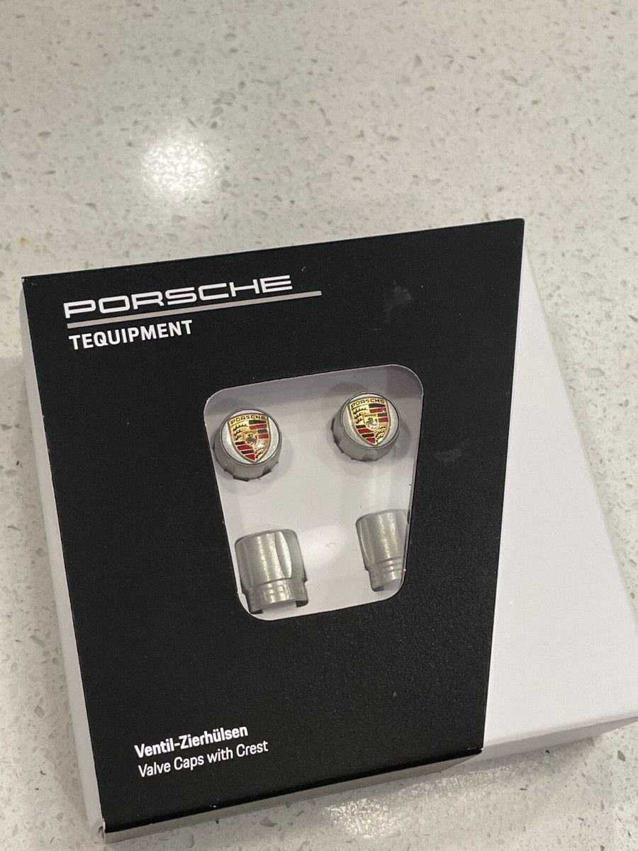 ポルシェ シルバー バルブ ステム キャップ セット カラー クレスト