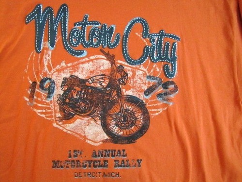 NEU MOTOR CITY BIG 3XL T-Shirt Motorrad Rallye Detroit Orange Hanes (54-56) - Bild 2 von 5