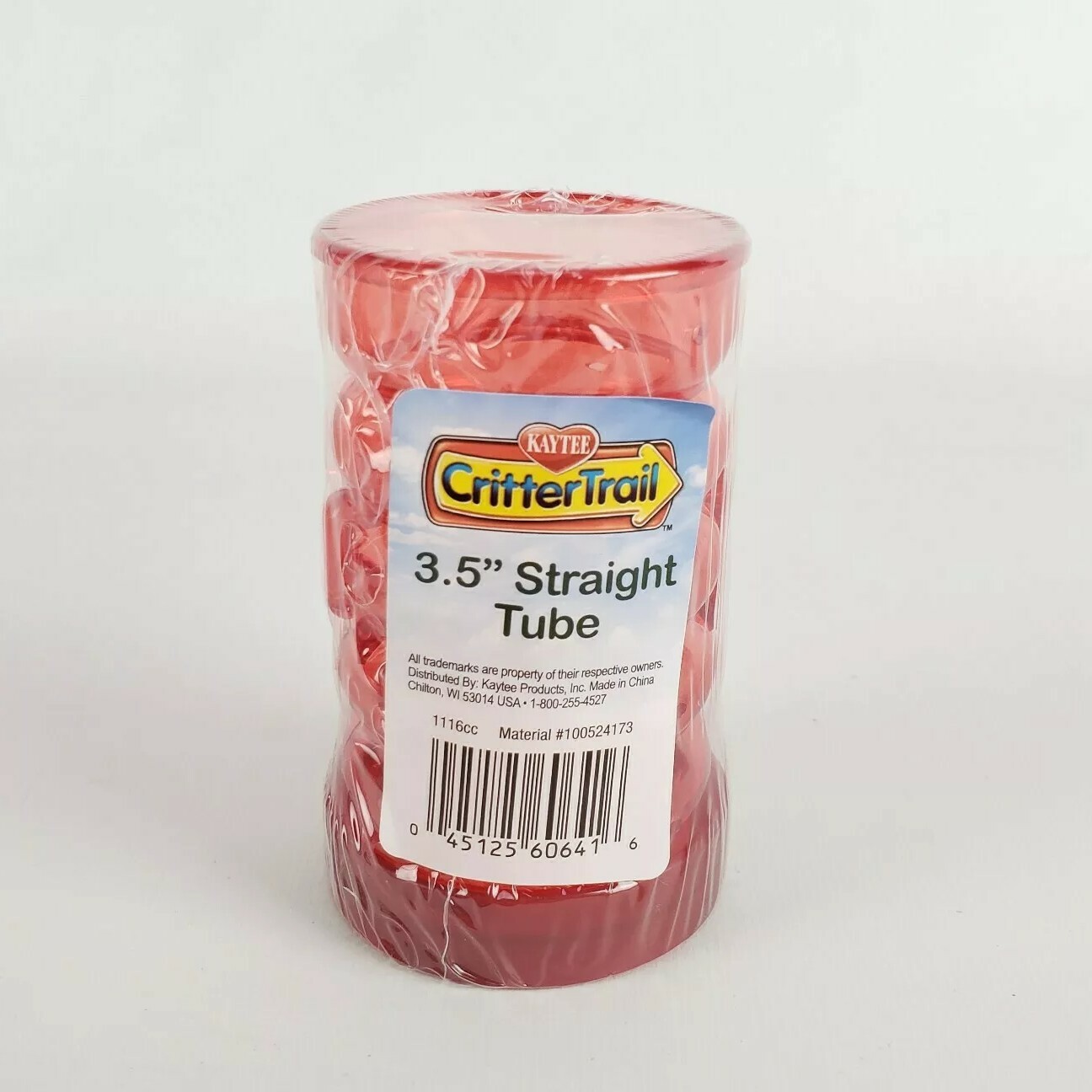 Kaytee Crittertrail Fun-Nel Tube Red Straight   3.5" Long x 2" Diameter New