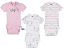 Gerber Baby Girl 3-Piece Organic Cotton Pink "So Much Love" Onesies Size 0-3M