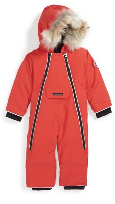 Canada Goose Baby Red Down Shearling Snowsuit Sz 6-12 M Excellent Condition