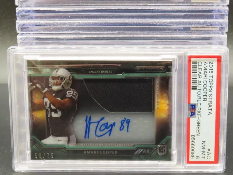 Amari Cooper Topps Strata Clear Autograph Relic Rookies #AC Green