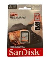 SanDisk Ultra 128GB UHS-I Card Class 10 SDXC 140MB/s SD Memory for Full HD Video