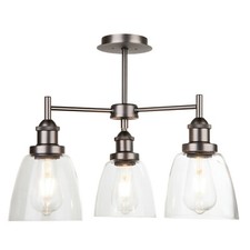 Ceiling Light Echo Modern Industrial 3 Light Fixture Pewter Clear Glass Shades