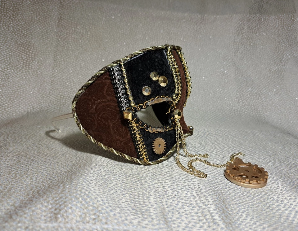 Maya-Lulu Negro Marrón Dorado Media Cara Masguerade Baile Máscara Mardi Gras Fiesta Máscara Foto 3 de 4