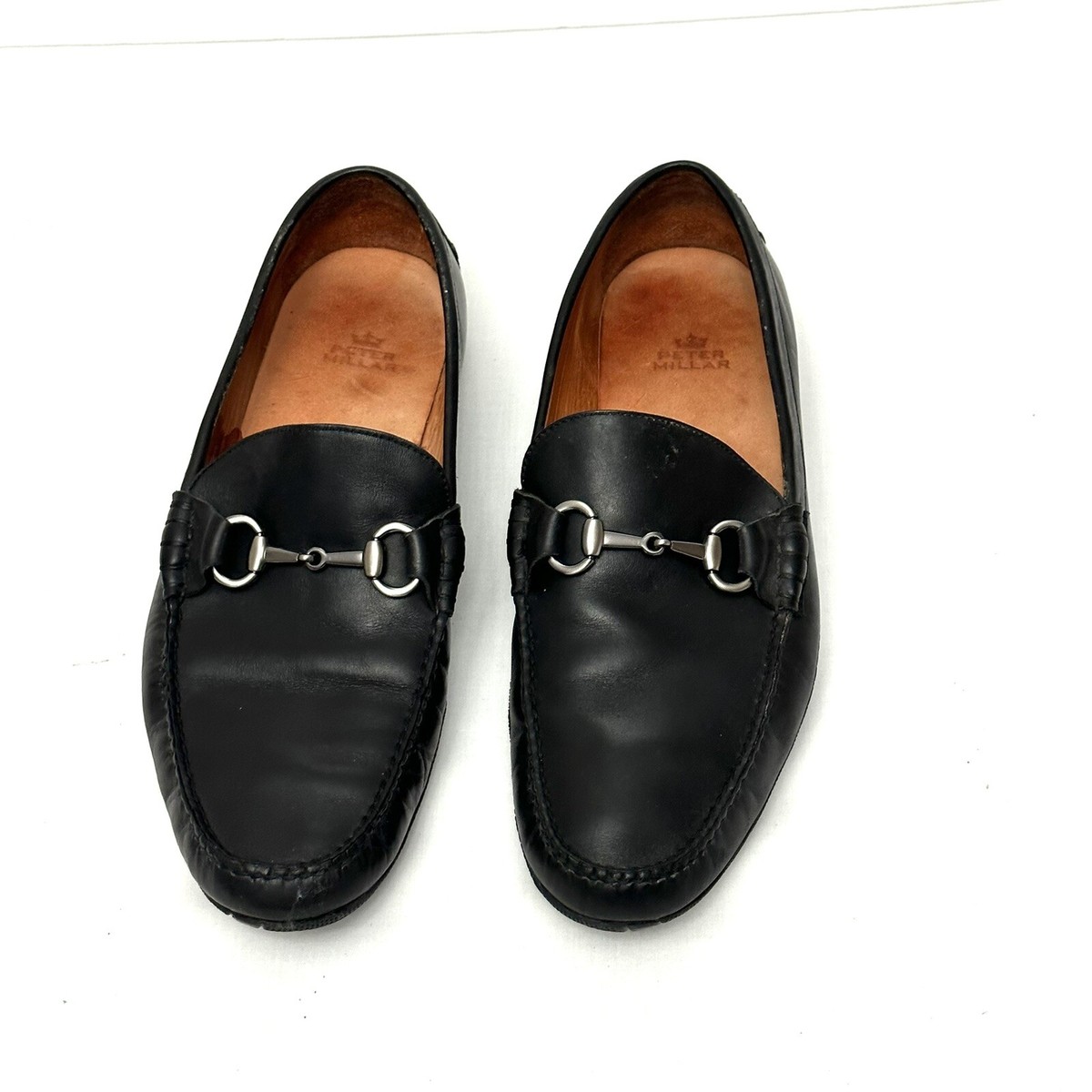 PETER MILLAR Brazil Mens Black Leather Horsebit LOAFERS  display picture 3