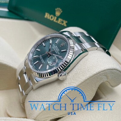 Rolex 2022 Datejust 36mm Fluted Bezel 126234 Mint Green Dial