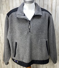 VINTAGE EBTEK Eddie Bauer Mens Sz XL 1/4 Zip Pullover Jacket Fleece Gray USA P13