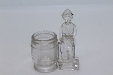 VERY NICE VINTAGE BORGFELDT  CHARLIE CHAPLIN with BARREL GLASS CANDY CONTAINER 