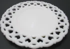 Vintage Westmoreland Glass Plate Forget Me Not Lattice White Milk Glass 8 1/2" D