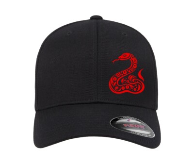 Chinese New Year 2025 Red Snake Embroidered Black Flexfit Hat