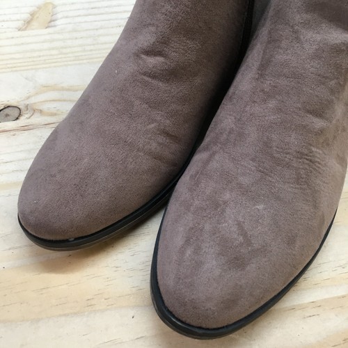 Bamboo Boots Womens 6 Side Zip Ankle Booties Brown Fabric Heels Casual Comfort - Picture 4 of 15
