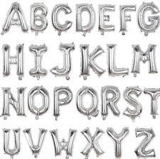 14" Silver Mylar Foil Alphabet Letter and Number Balloons