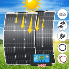 300W Mono flexible Solar Panel Kit w/ Controller for RV Camping Off-Grid Rooftop