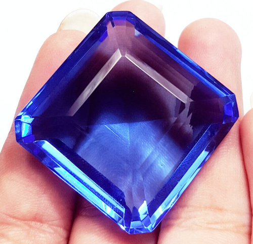 Blue Topaz Square Shape Loose Gemstone 106.80 Ct Certified With Free Gift - Picture 3 of 8